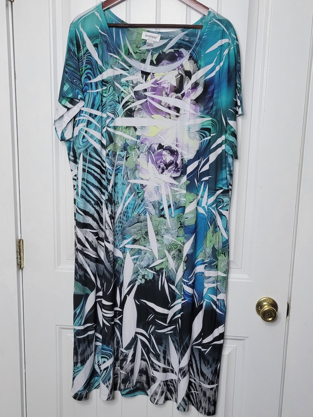 Avenue Teal, Blue & Black Botanical Midi Dress